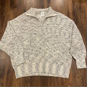 Aerie cotton knit quarter zip sweater